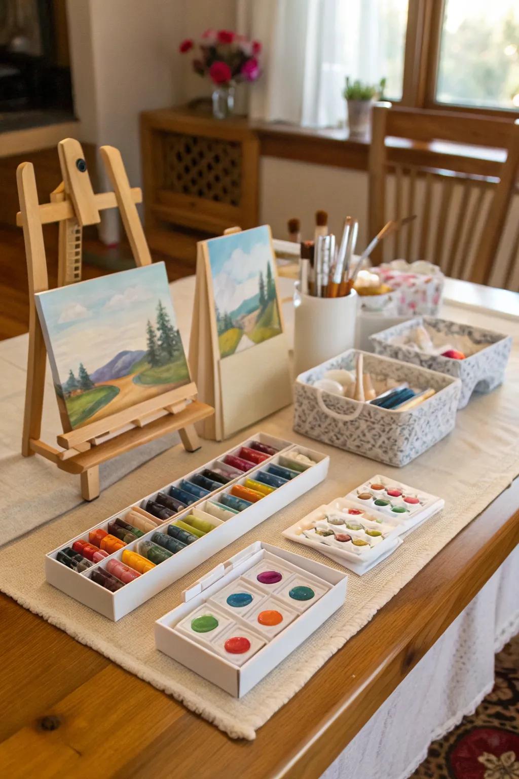 Do-it-yourself artwork memento packages, the appropriate take-home present for attendees.