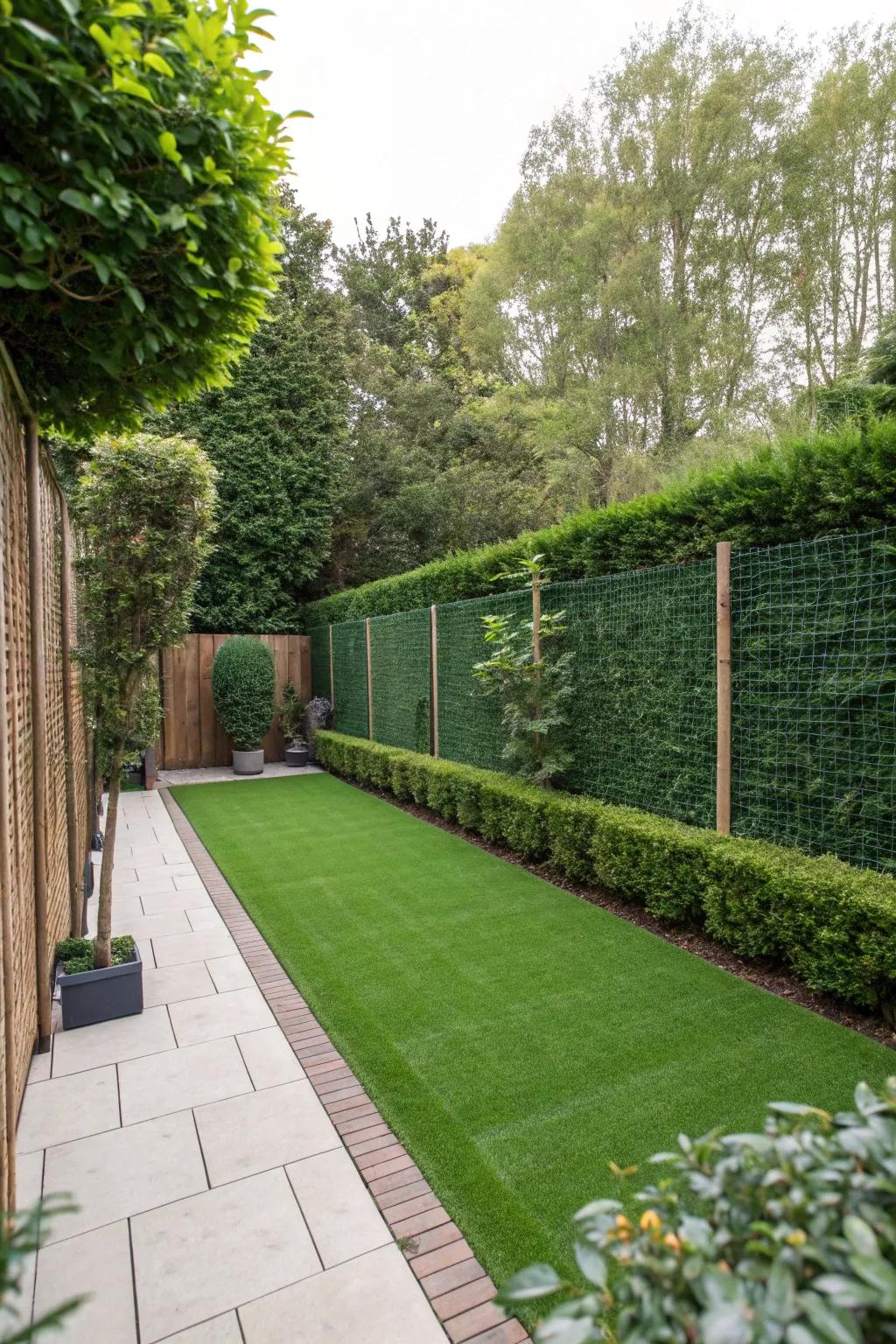 Your own secluded sanctuary with synthetic turf and paneling.