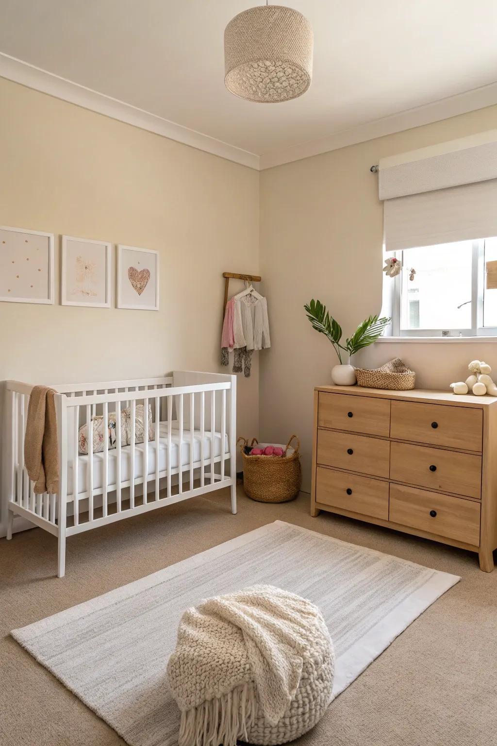 Discover tranquility in simplicity with a minimalist nursery design.
