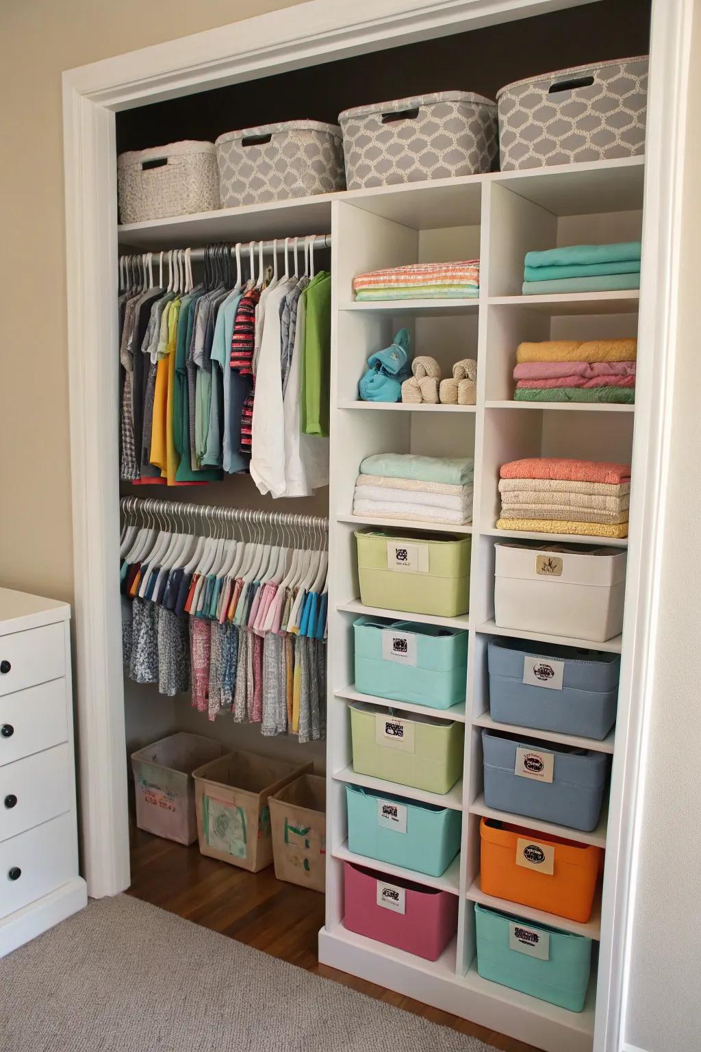 Multi-level storage systems optimize closet space.