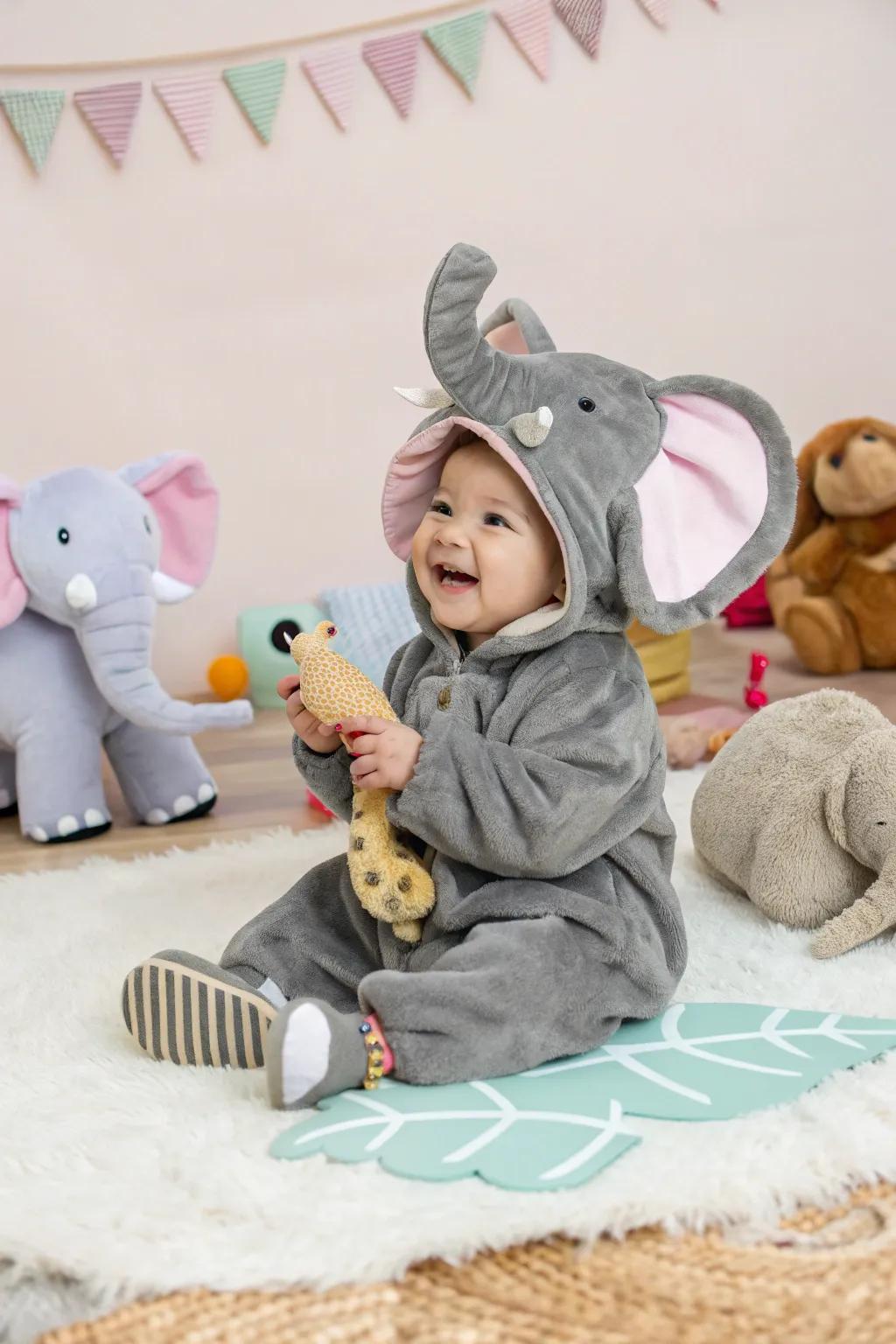 This cute gray giant is ready for an evening of fun and cuddles.