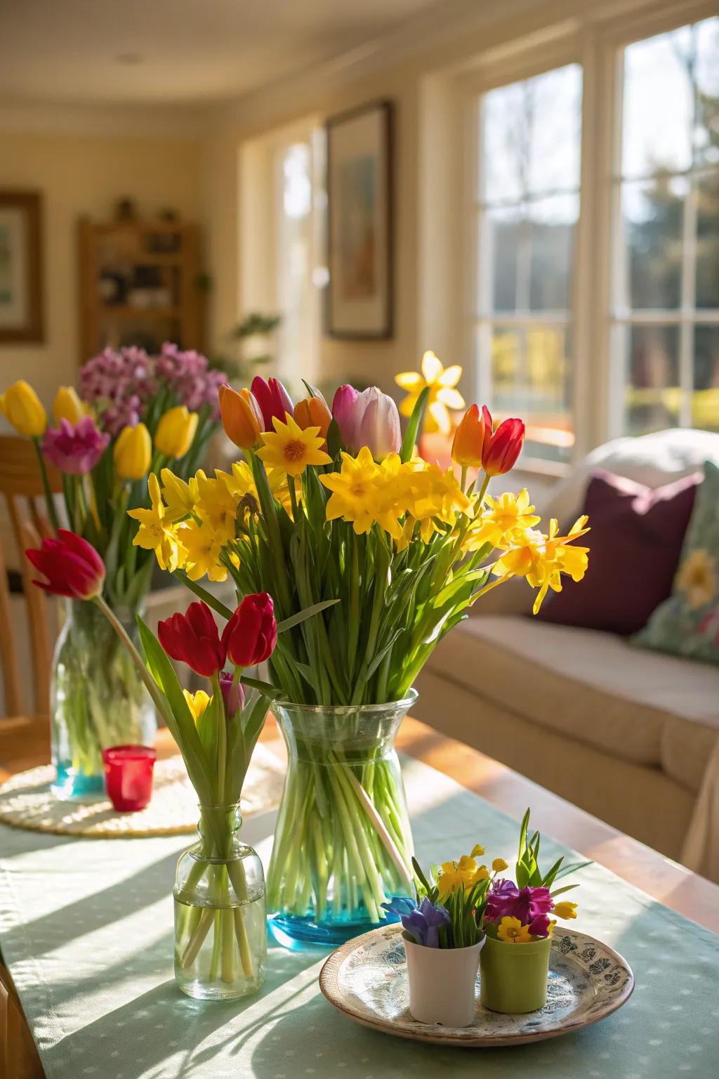 Spring blossoms adding a refreshing touch to Easter decor.