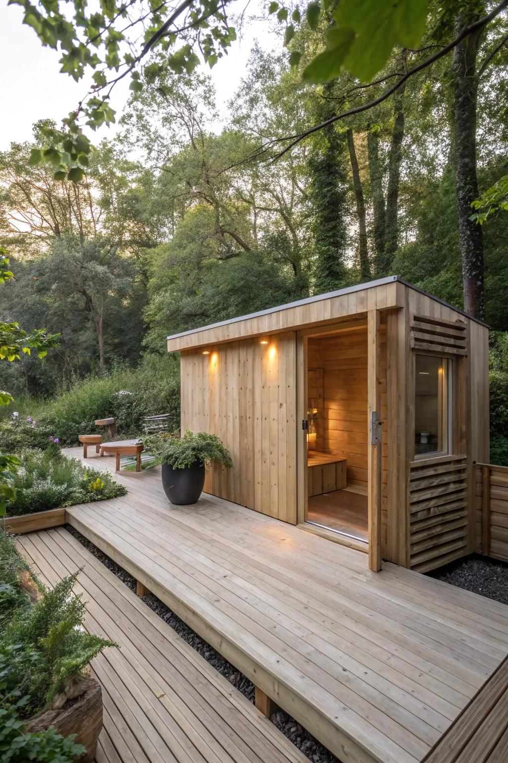 A deckside sauna for seamless relaxation.