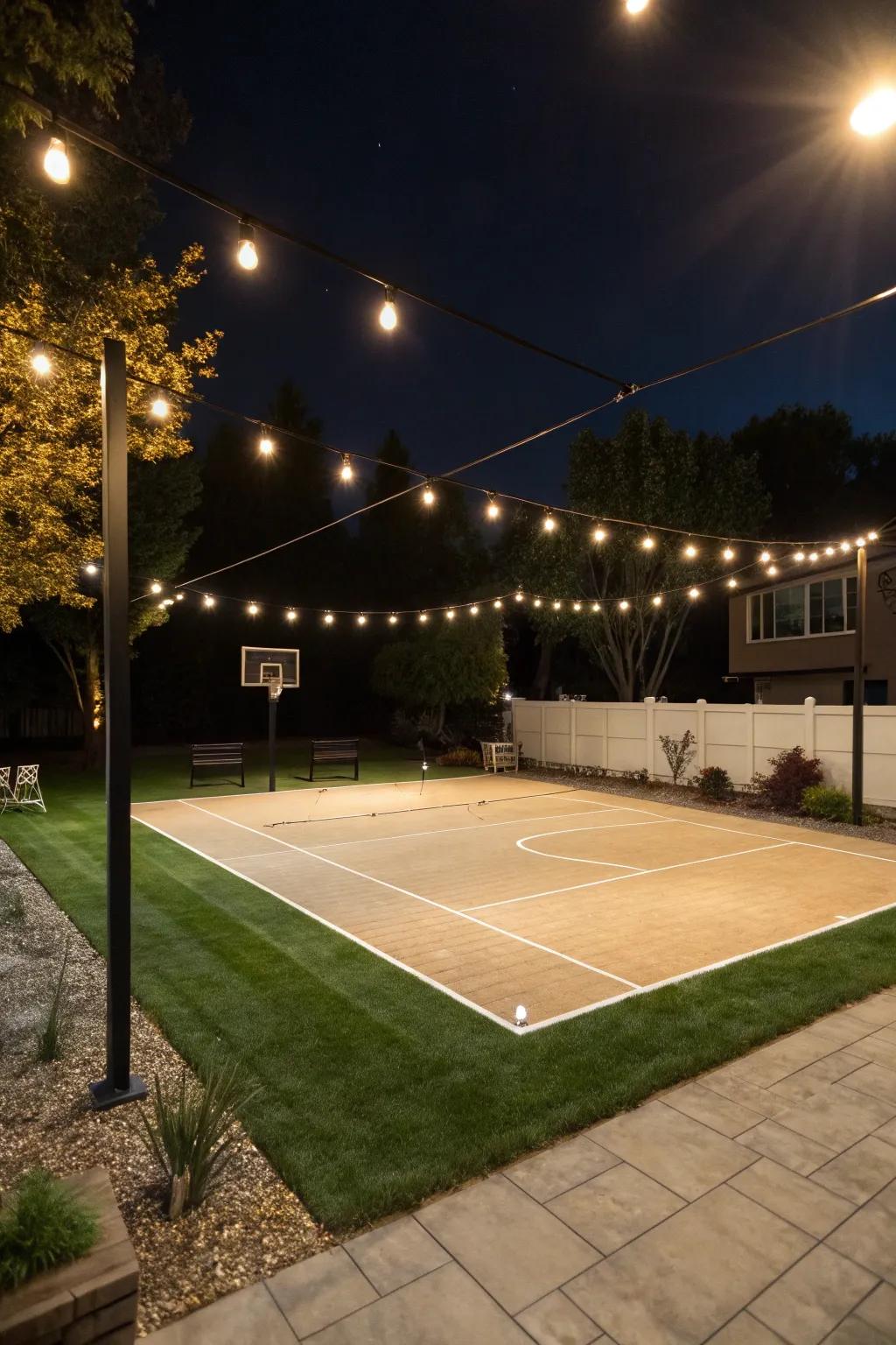 With appropriately positioned court lighting, you may enjoy your sports day and night.