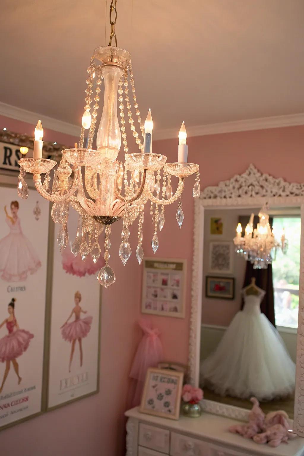A pendant light enriches the room's elegance with its gentle light.
