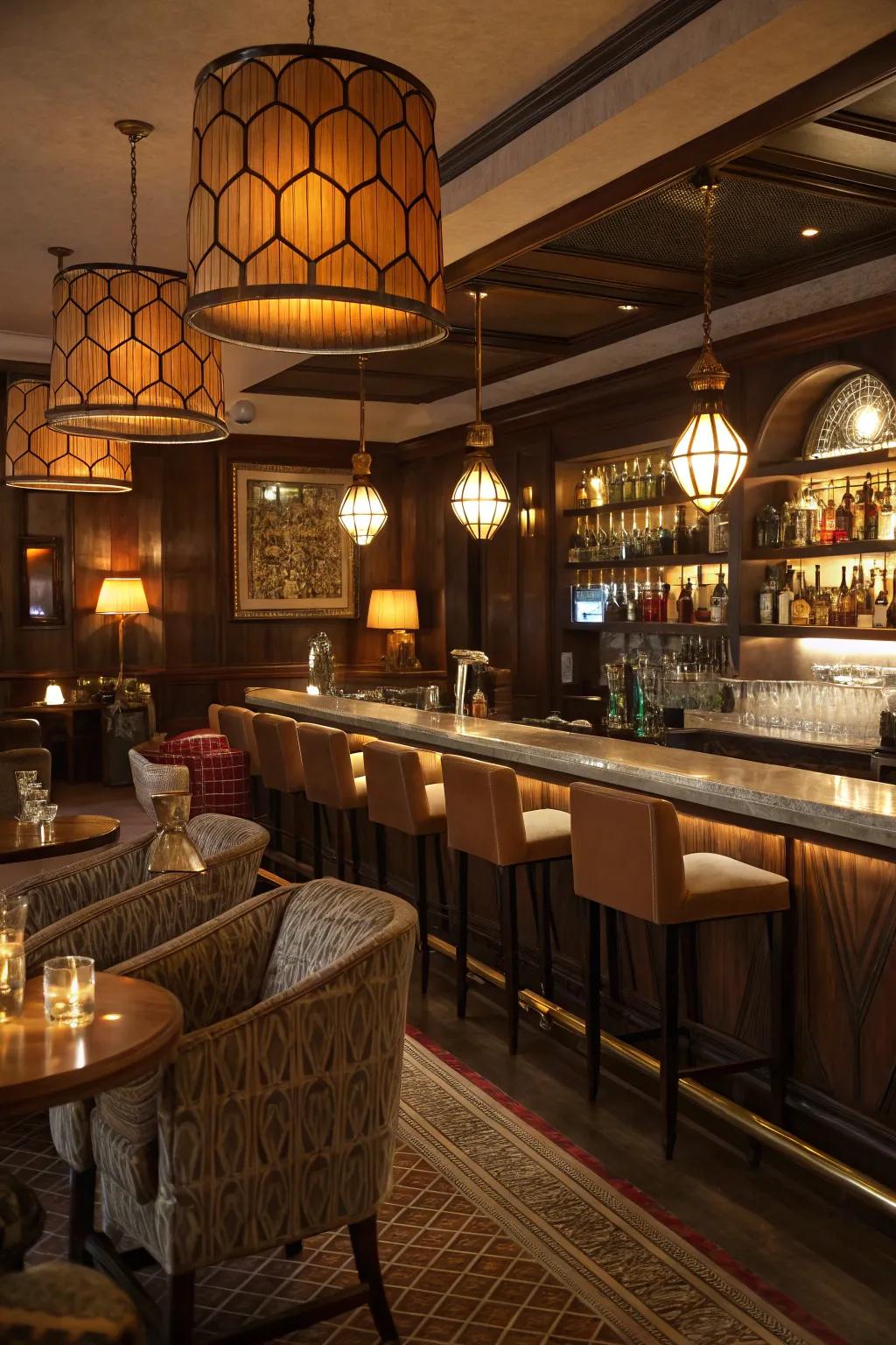 Ambient lighting transforms your bar into a cozy haven.