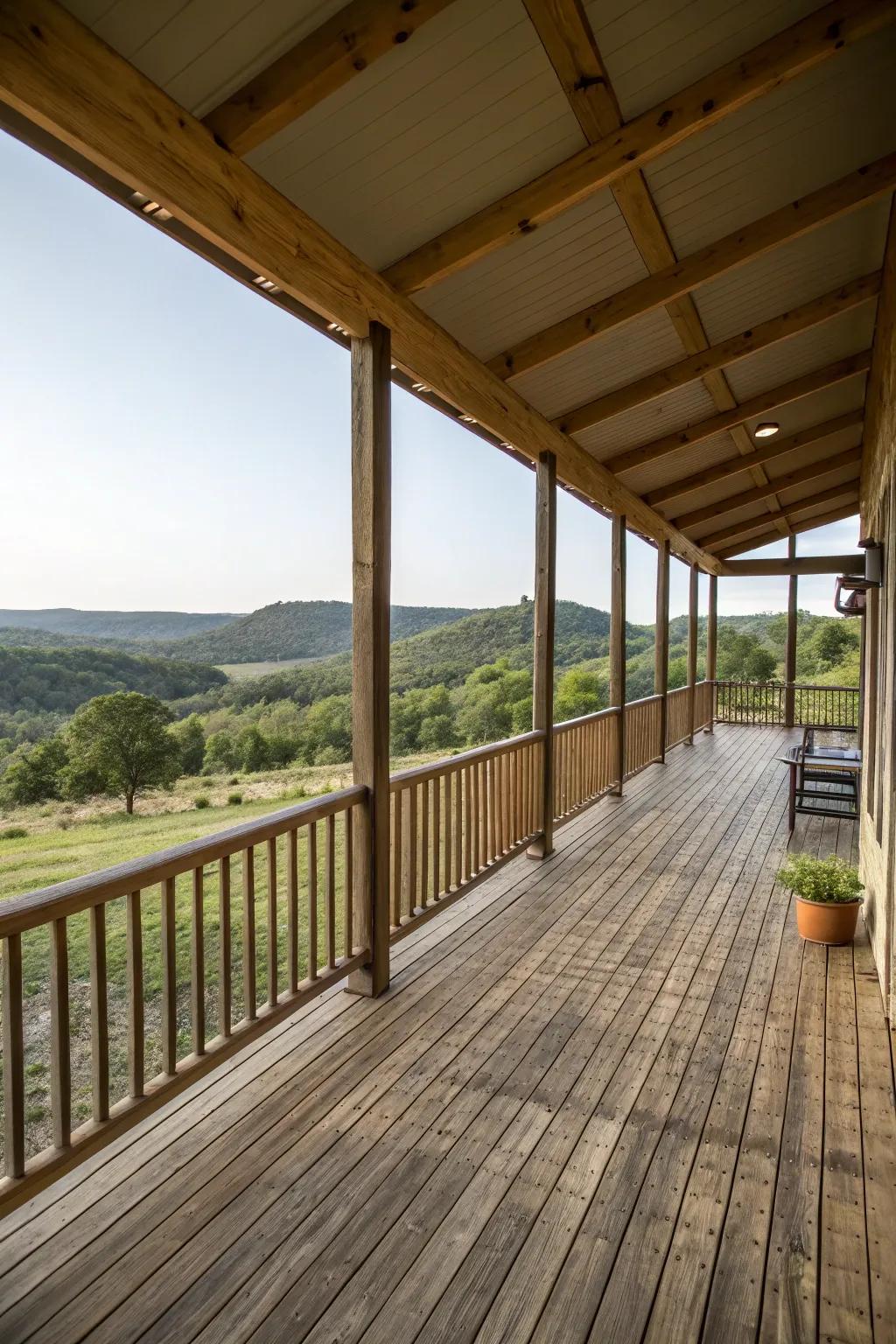 A wraparound veranda provides sweeping vistas and ease of access.
