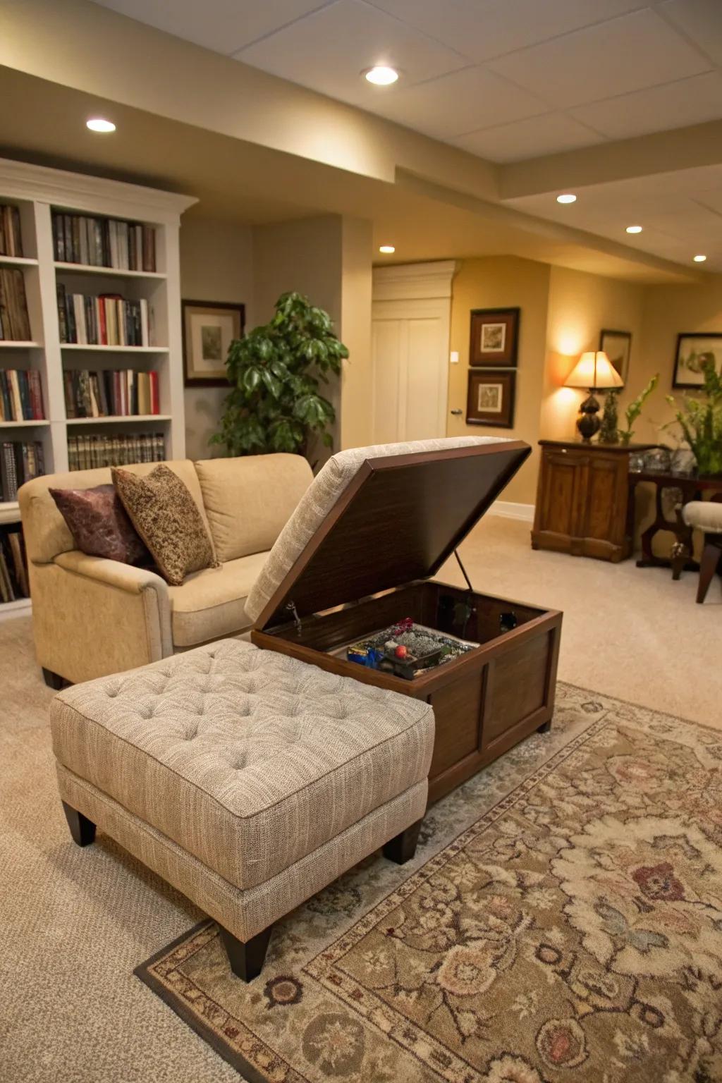 Smart storage keeps areas organized and neat.
