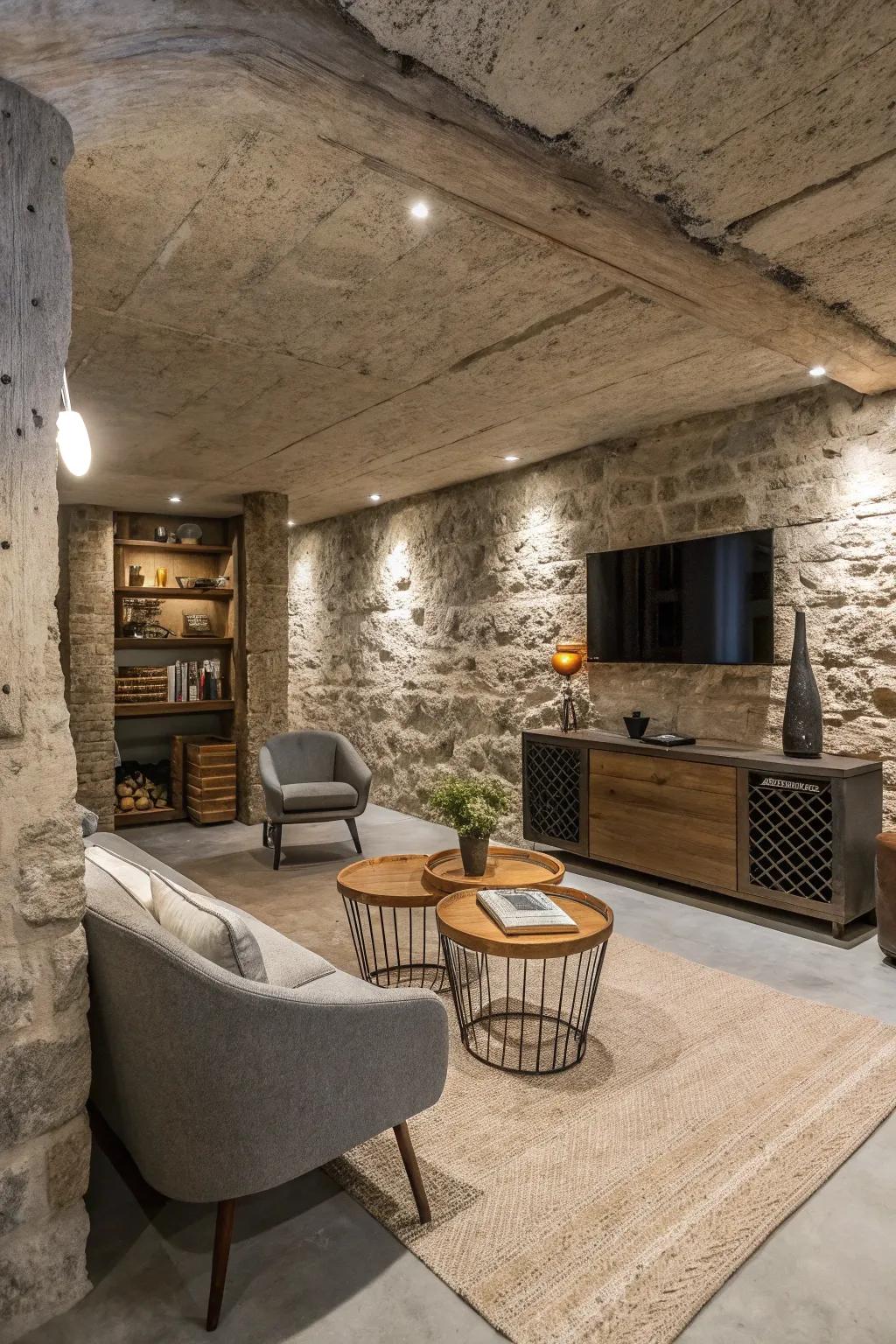 Textured top layers can copy components like stone, adding class to cement floors.