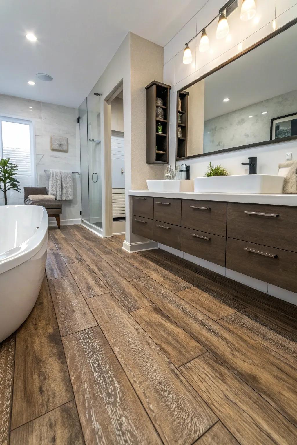 Enjoy the beauty of timber with premium moisture-resistant boards.