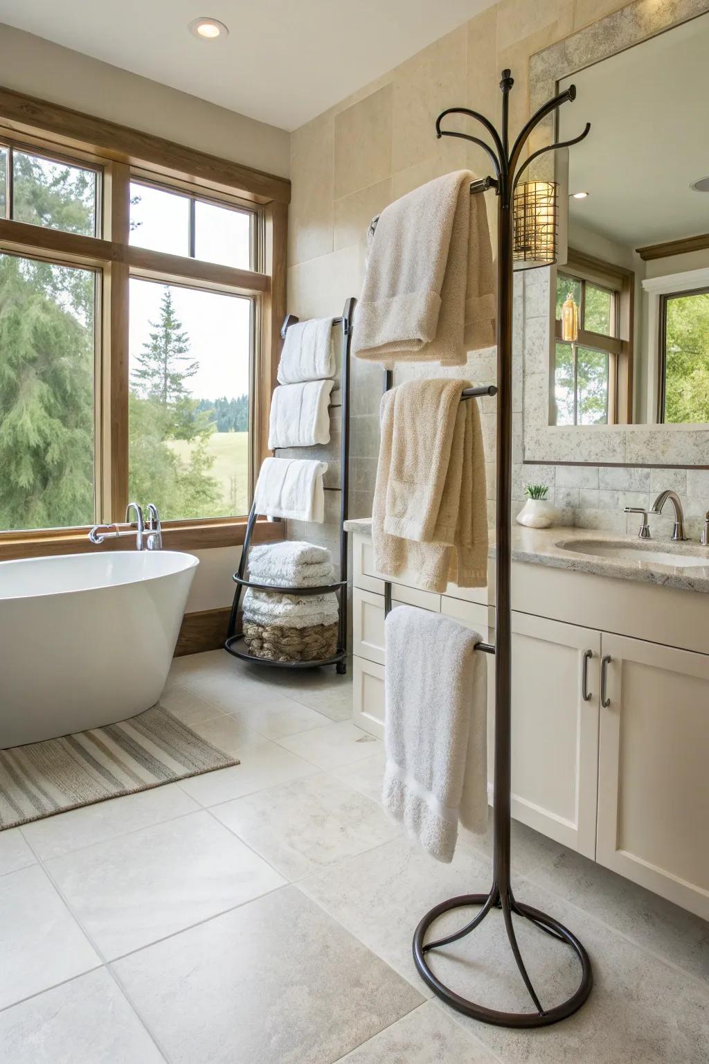 Autonomous towel structures embody sophistication and versatility.