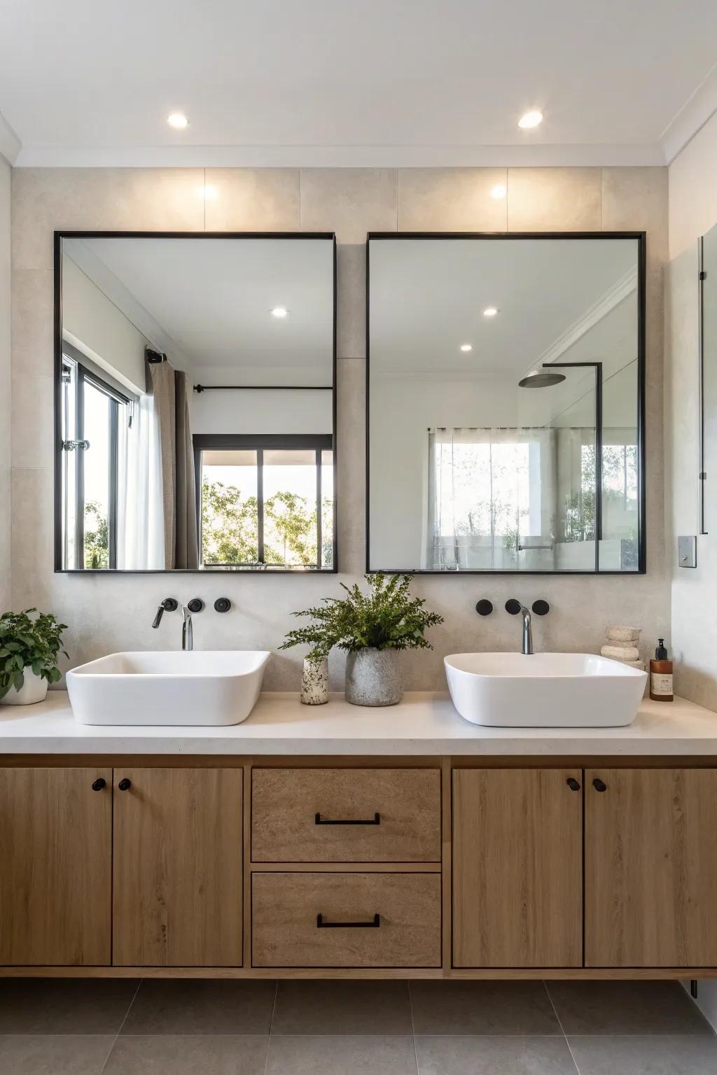 Mirrors without frames give a clean and modern look, enhancing minimalist areas.