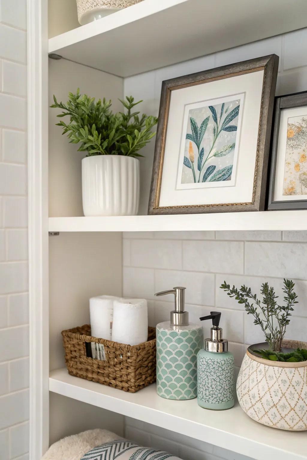 Art introduces a personal touch to your bathroom.