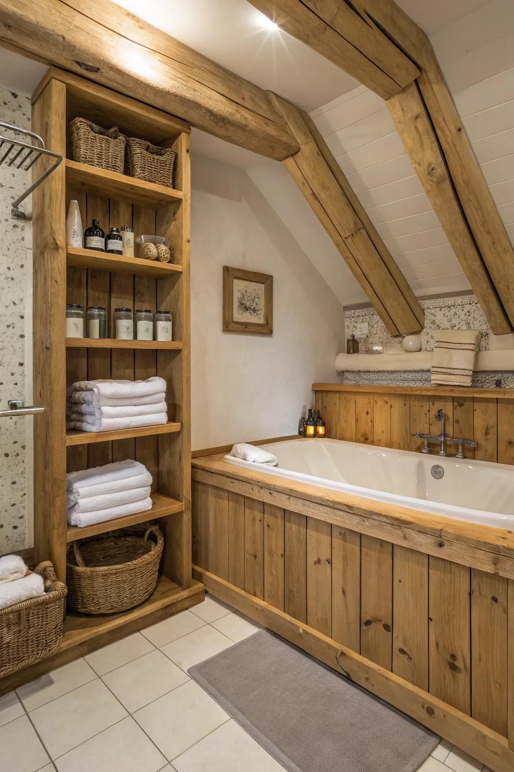 Infuse your bathroom with the comfort of deep wood accents.