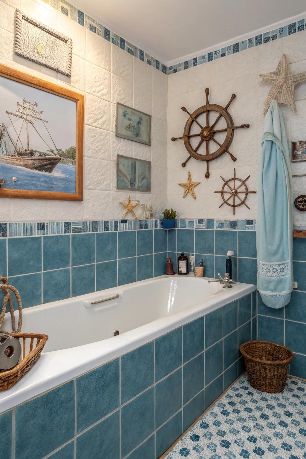Uplifting coastal sensations through azure tiles