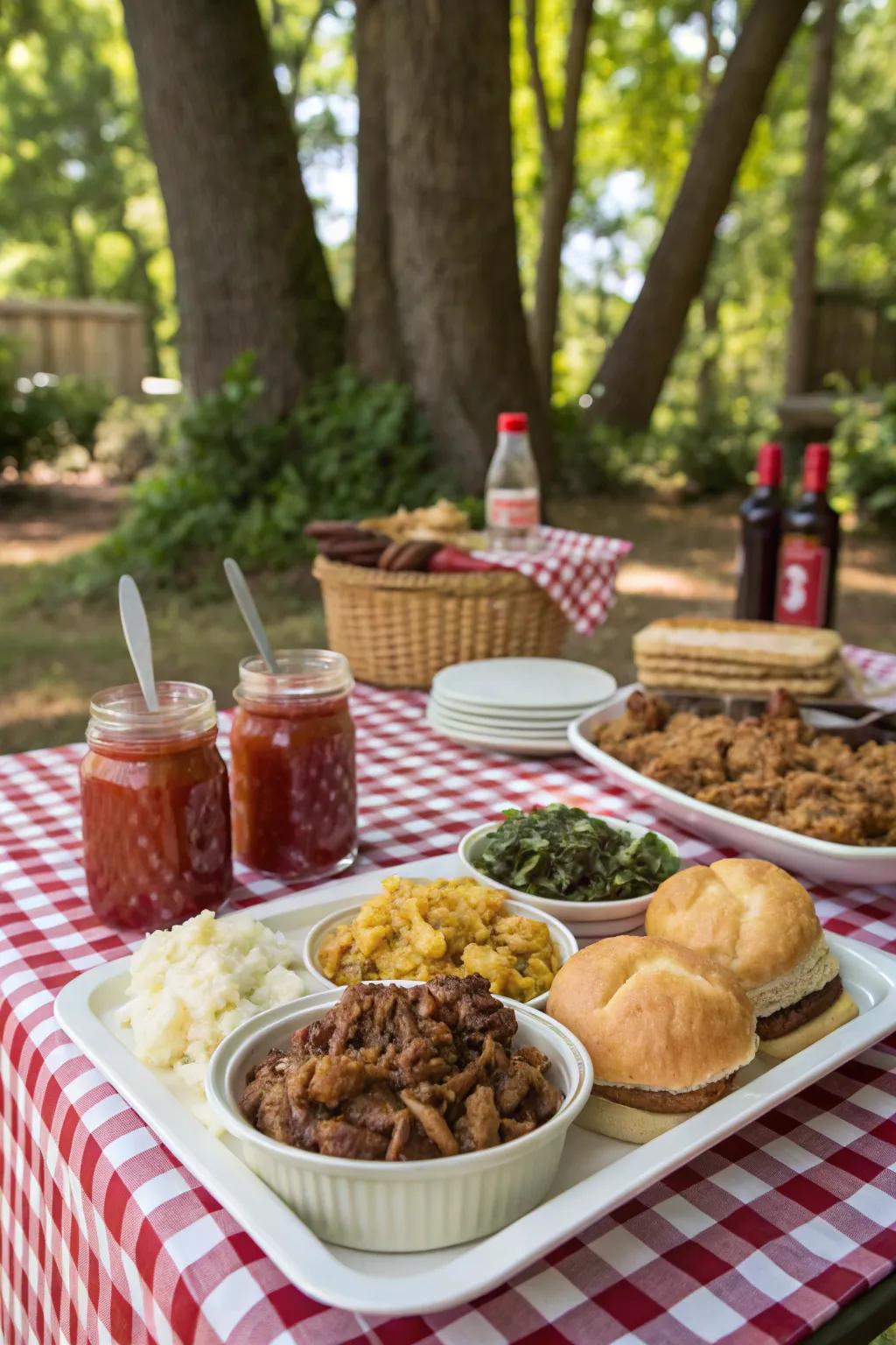A cozy and welcoming Down-Home BBQ arrangement.