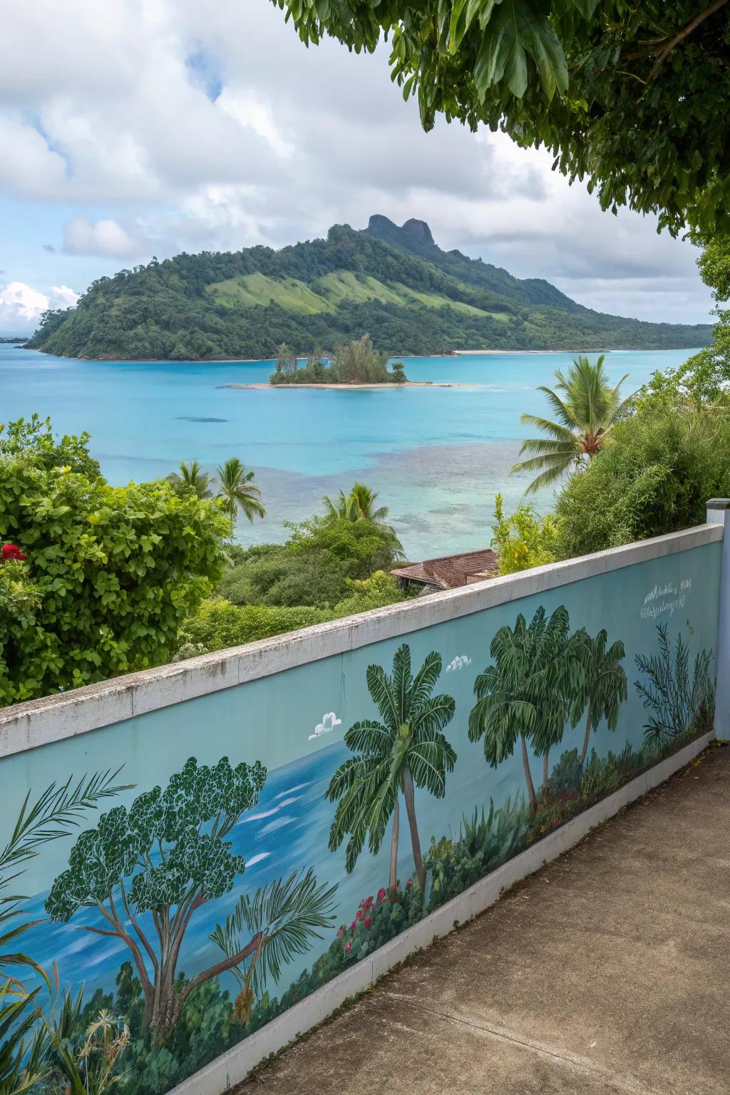 Impart dimension and adventure using a tropical isle mural.