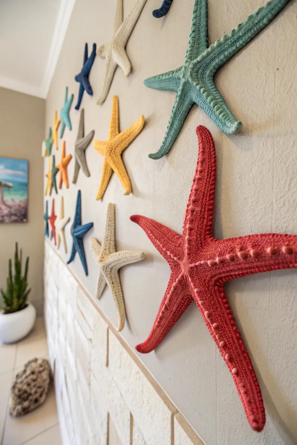 Incorporate a whimsical ocean element to your walls with starfish decorations.