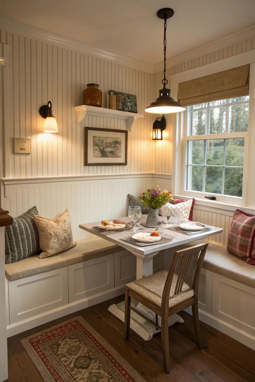 Wall panel adds a warm sense to kitchen spaces.