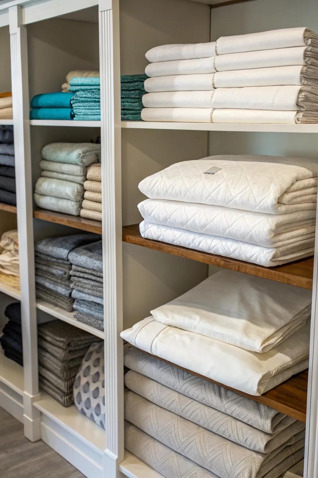 Adjustable shelving units offer versatile storage solutions.