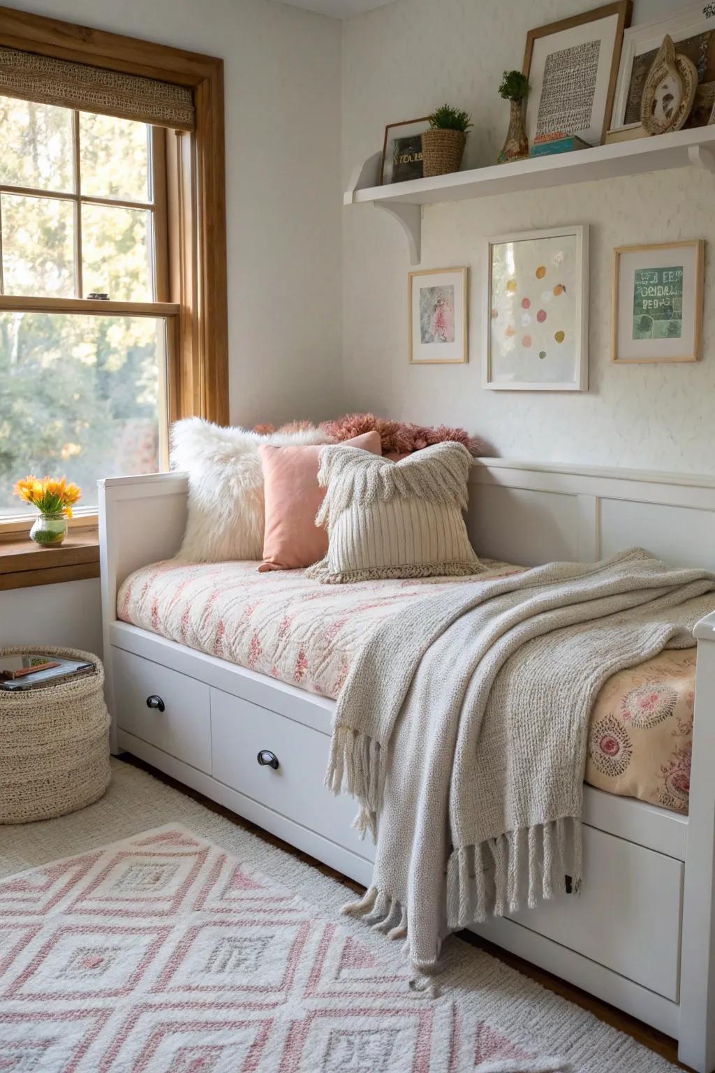 Daybeds provide versatility in limited spaces.