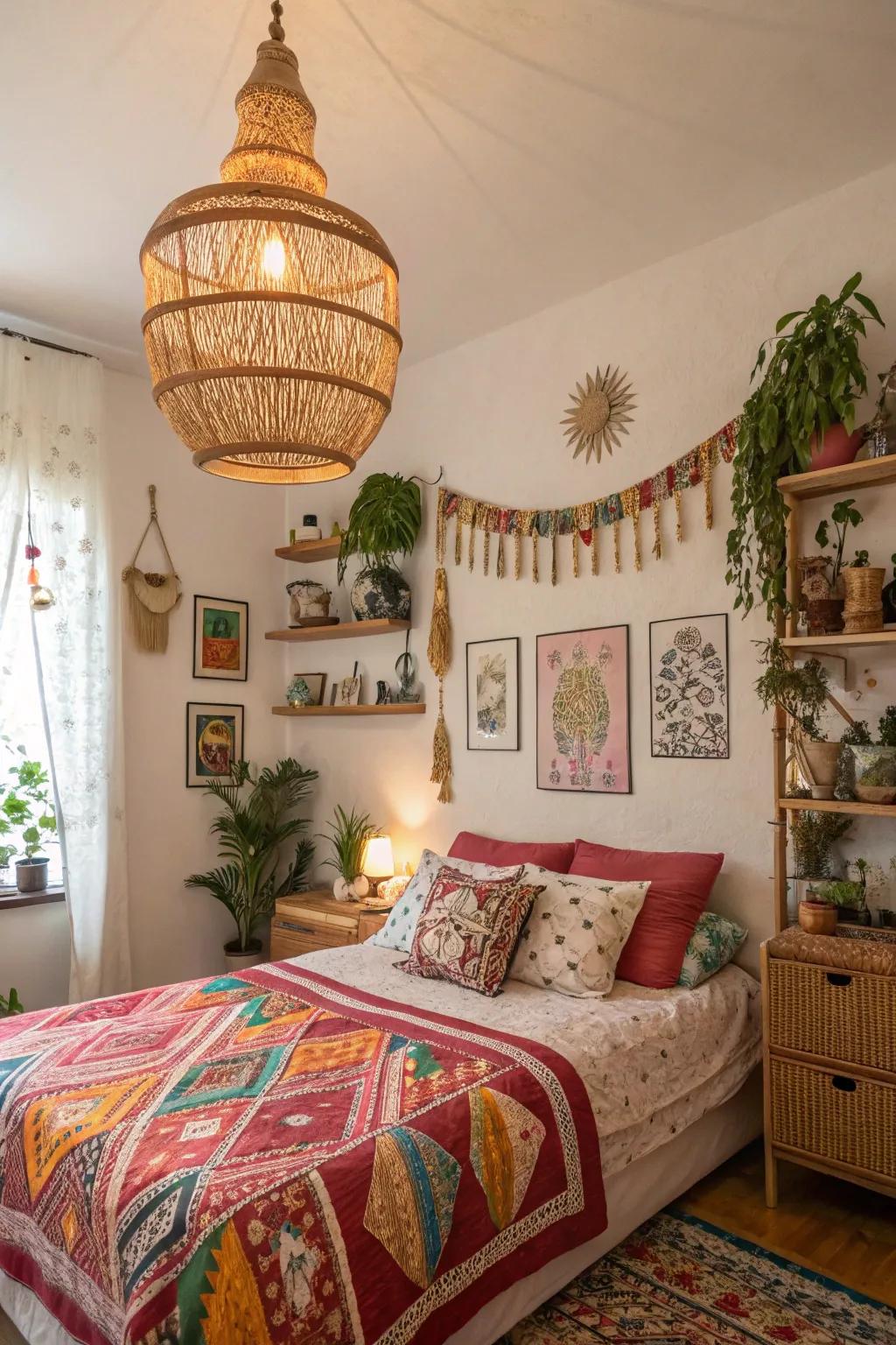 Embrace free-spirited vibes with a wicker fixture.