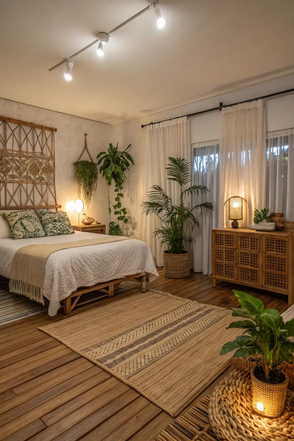 Bamboo flooring blends sustainability with distinctive, natural elegance.