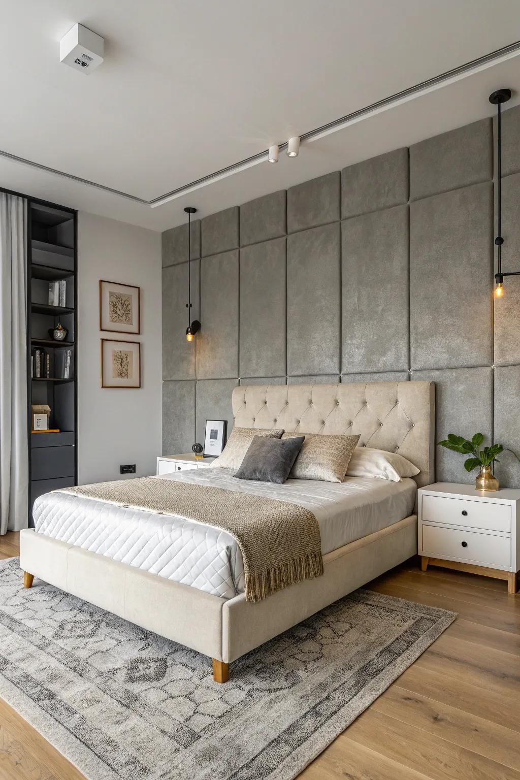 Grey highlight wall enhancing dimension and drama.