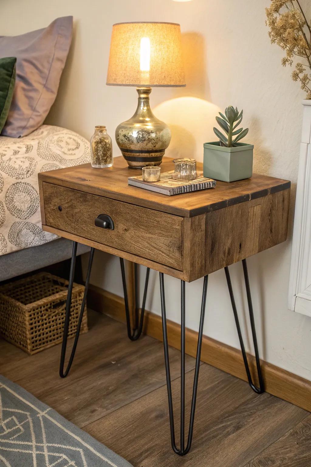 Wood and metal come together for a sophisticated appearance.