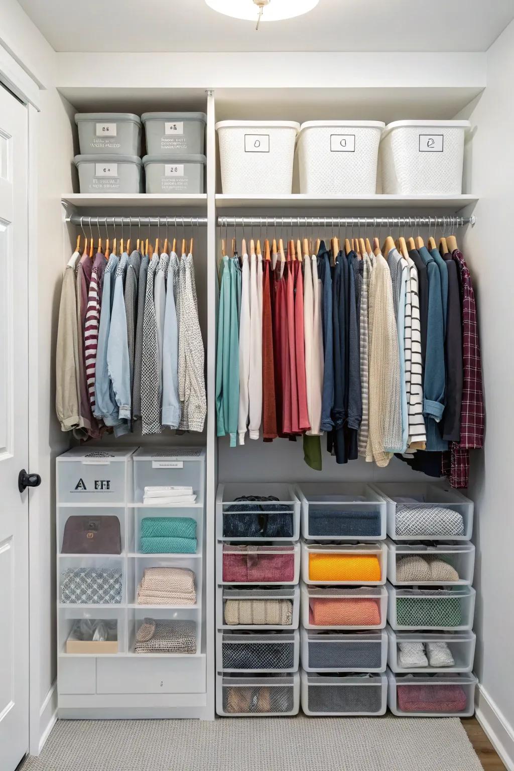 Effectively use your wardrobe with smart organization.