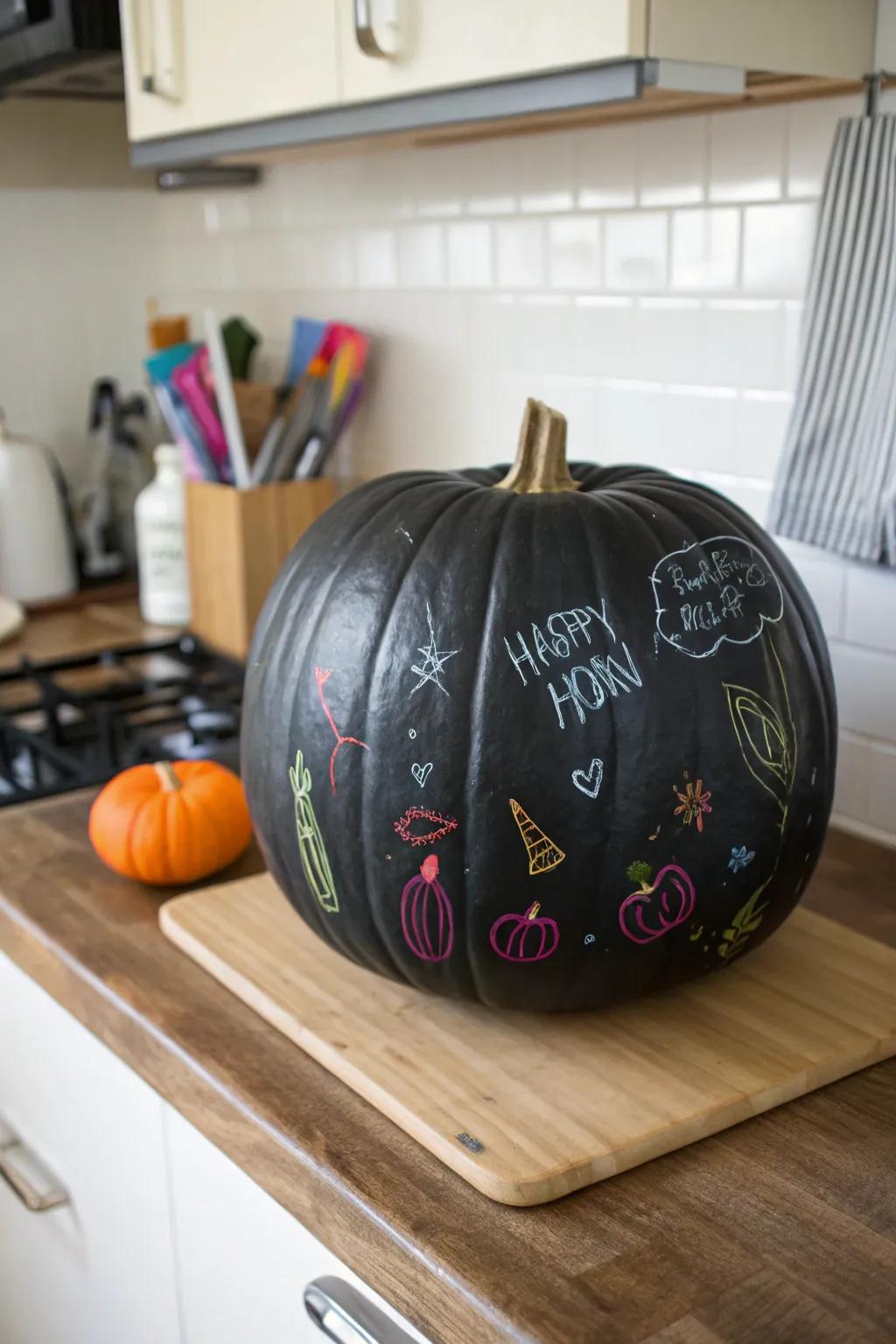 An ebony slateboard gourd presenting boundless ornamental opportunities.