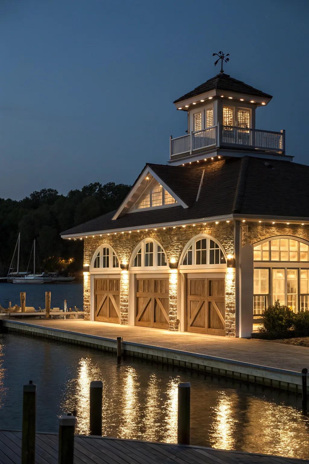 Structural radiance accentuates the singular traits of the boat house.