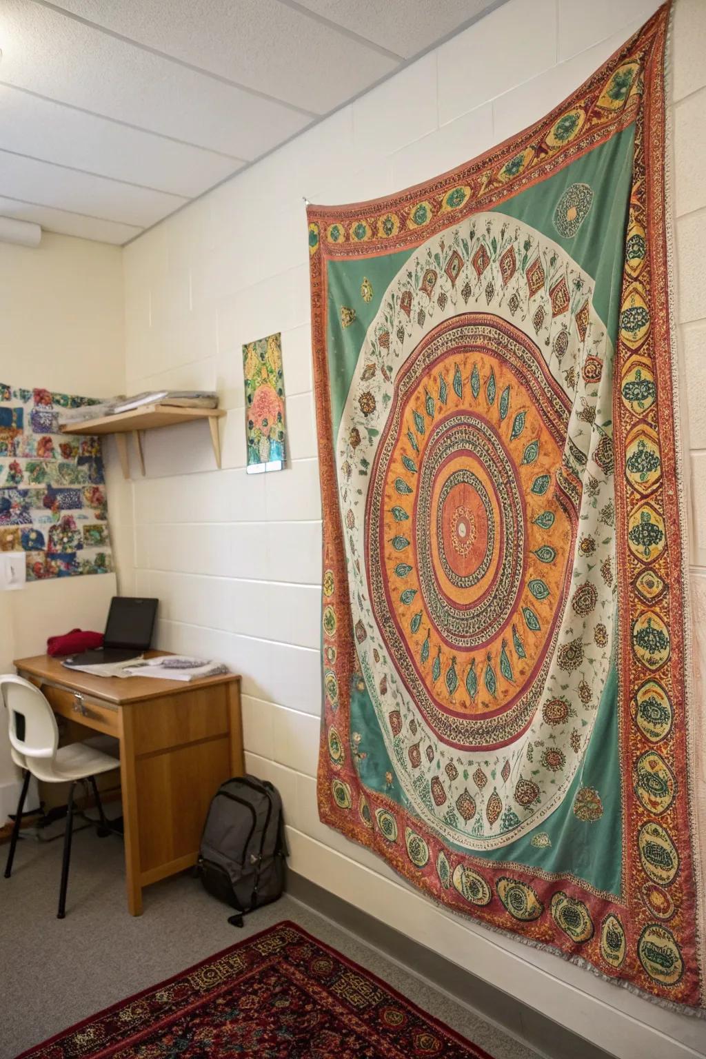 Textiles infuse walls with bohemian appeal