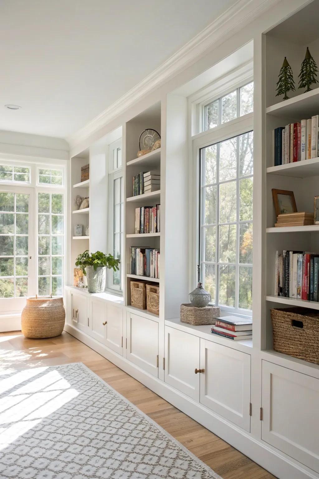 Light shelves for a radiant and open atmosphere.