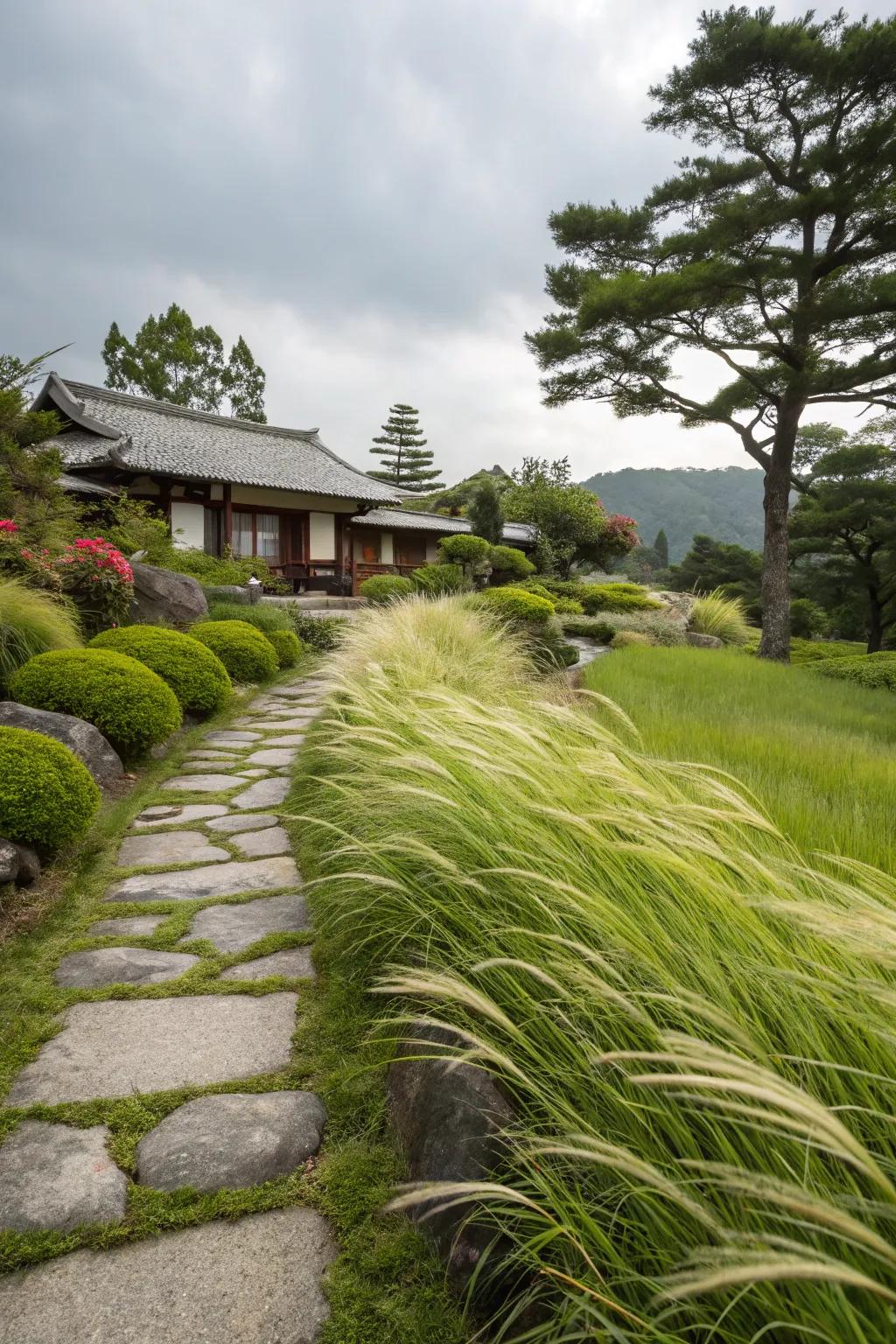 Slope Grass introduces motion and vitality to the garden.