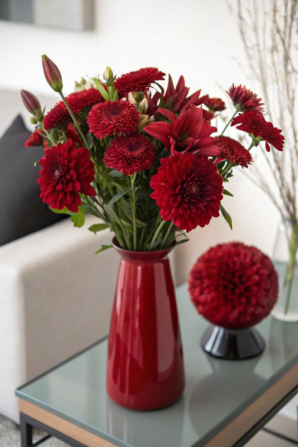 Monochromatic arrangement showcasing an audacious flair.