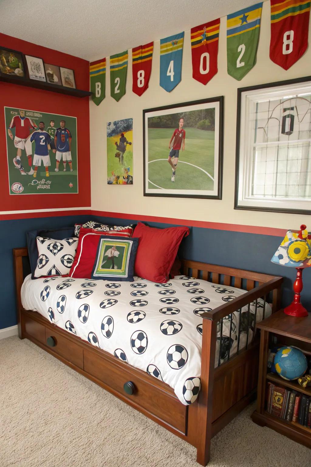 Feed the excitement of young sports buffs with themed bedding.
