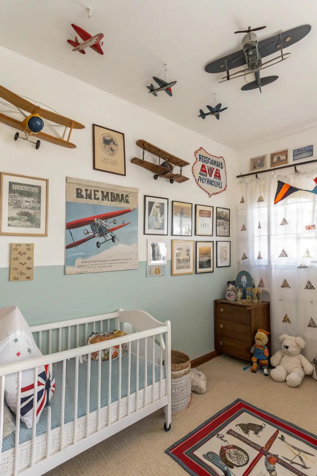 Take flight with a classic aviation-themed nursery.