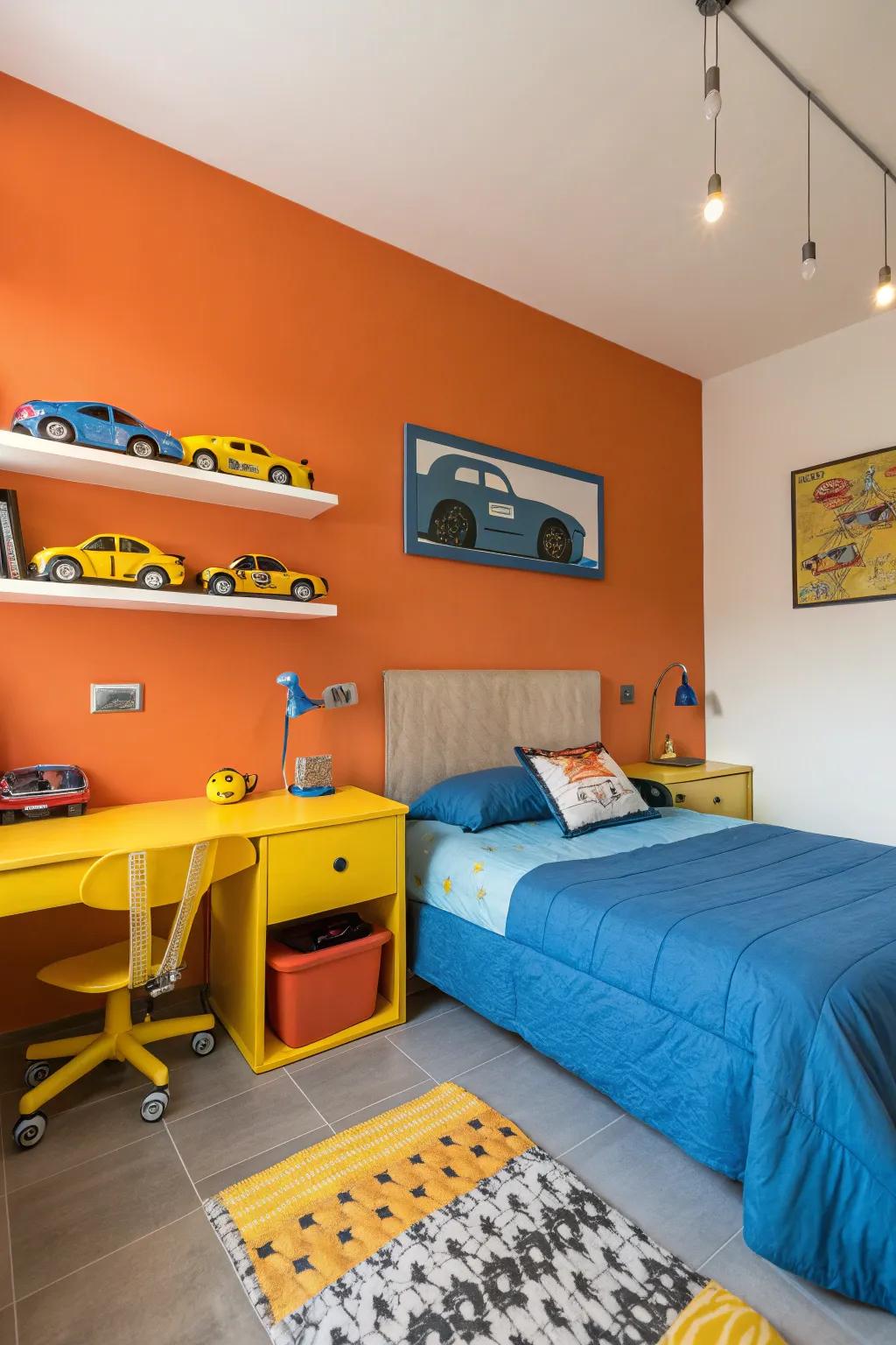 Energize the room with bold accent colors.