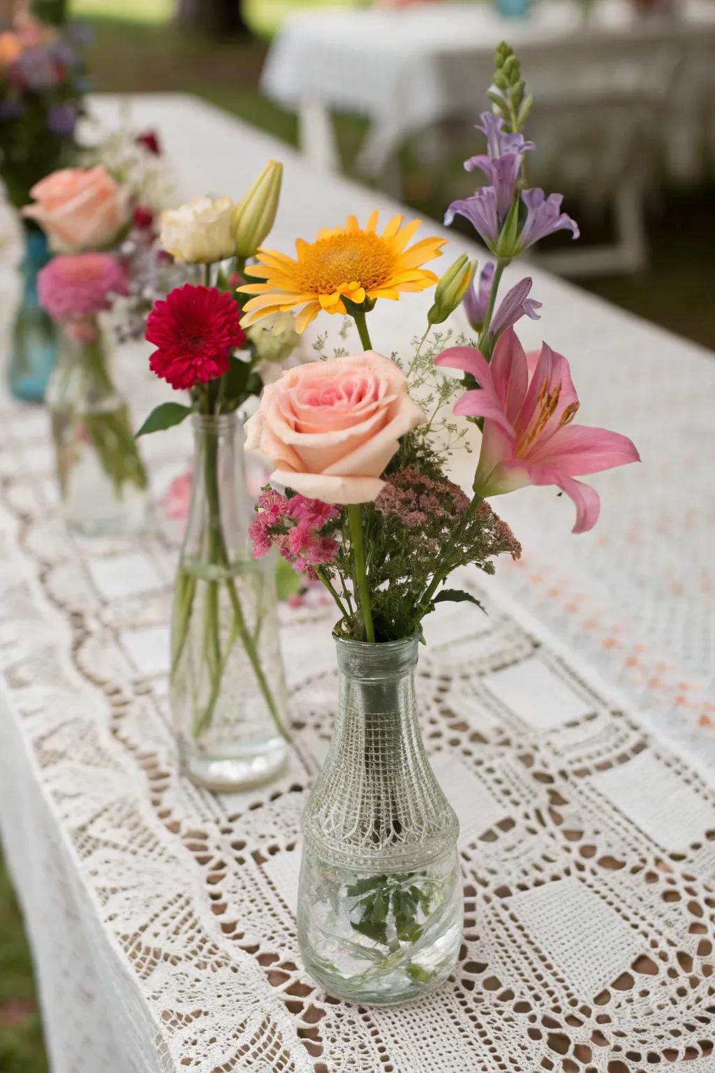 Add vintage charm with unique glassware.