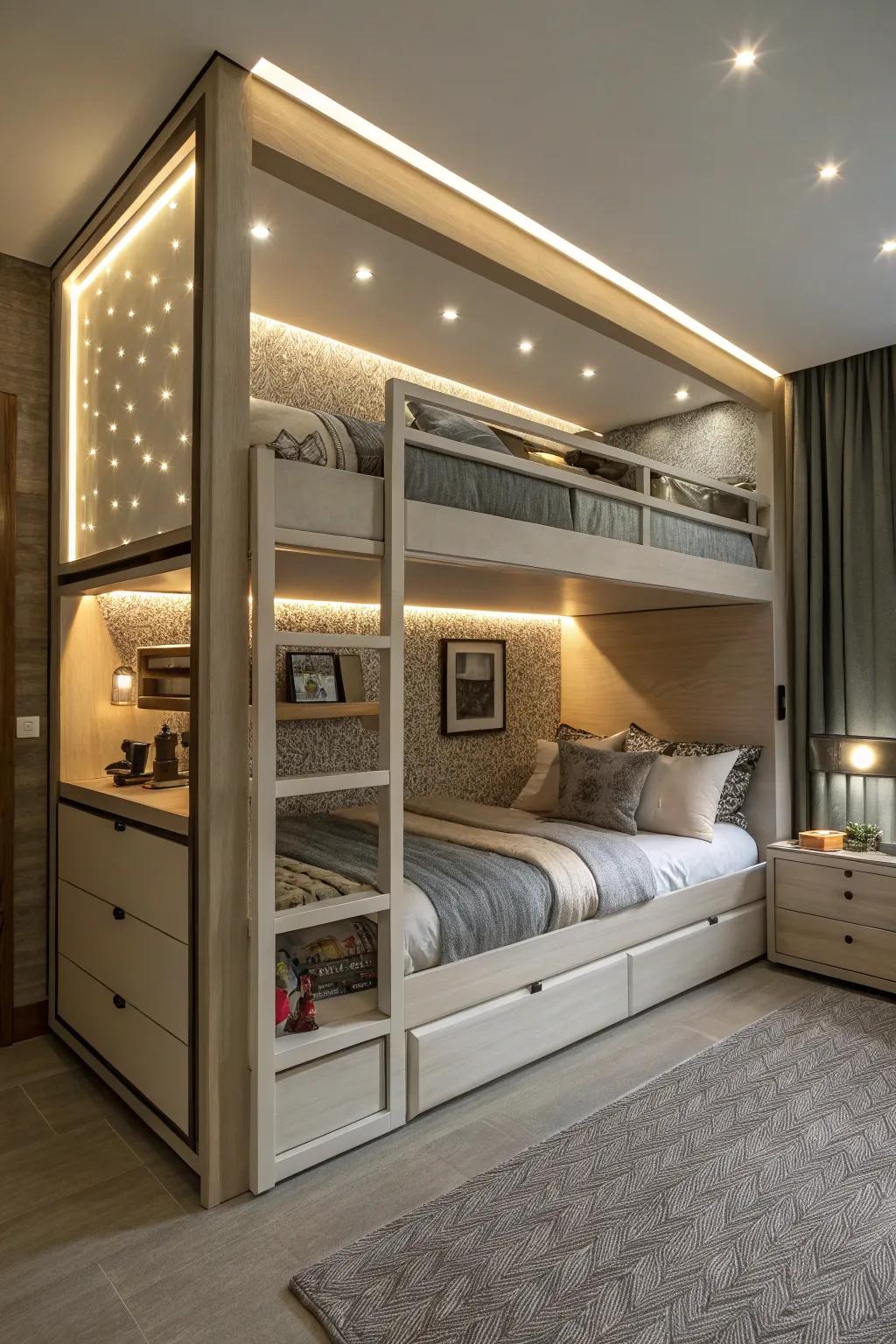 Integrated illumination delivers a refined, bespoke aesthetic.