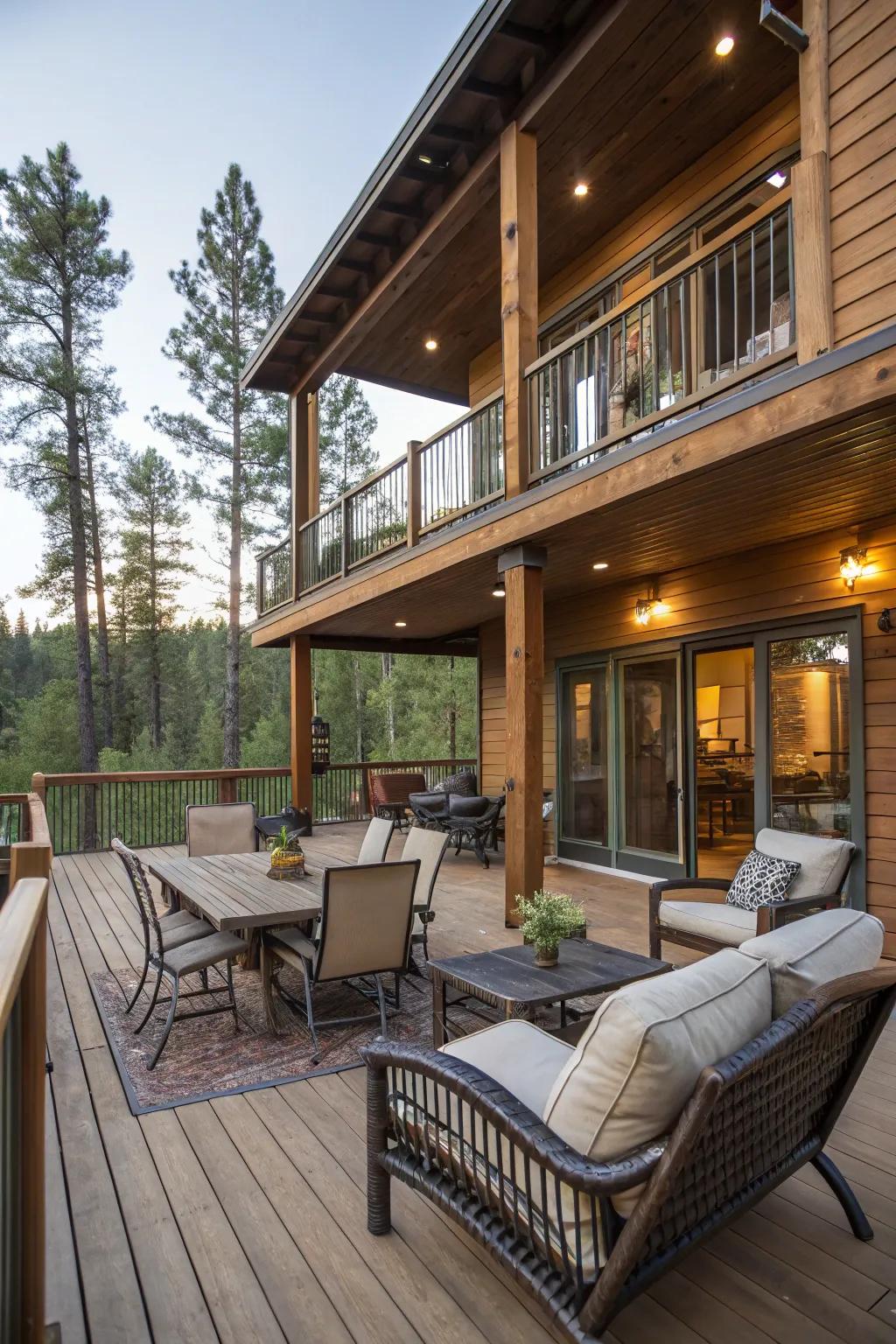 A tiered deck for varied outdoor experiences.