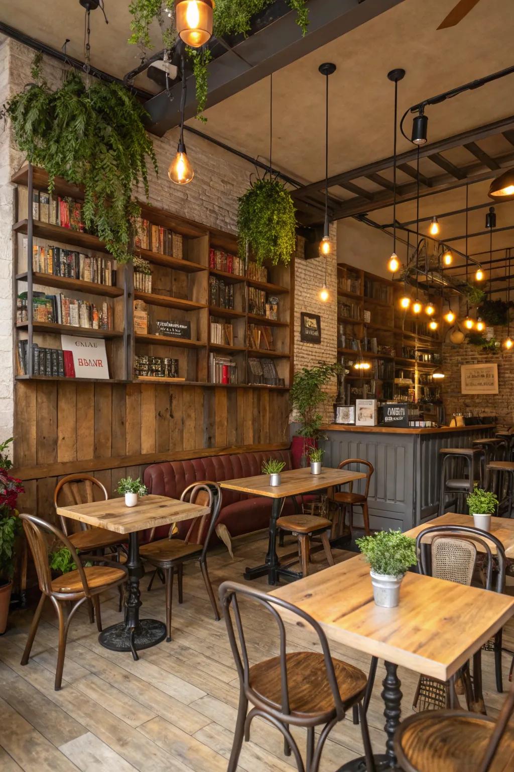 Countryside components infuse a snug yet modern sensation into your home cafe.