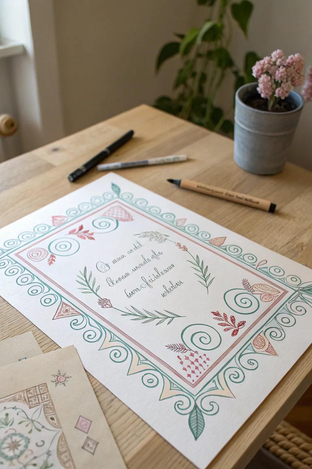 Frame your words with grace: Explore ornamental frames in calligraphy.