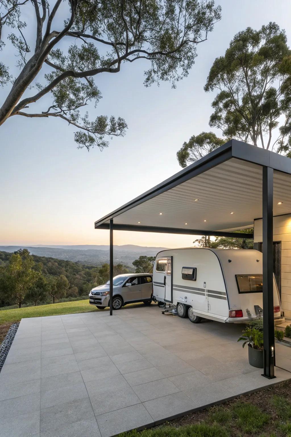 Overhanging shelters combine elegance with practicality.