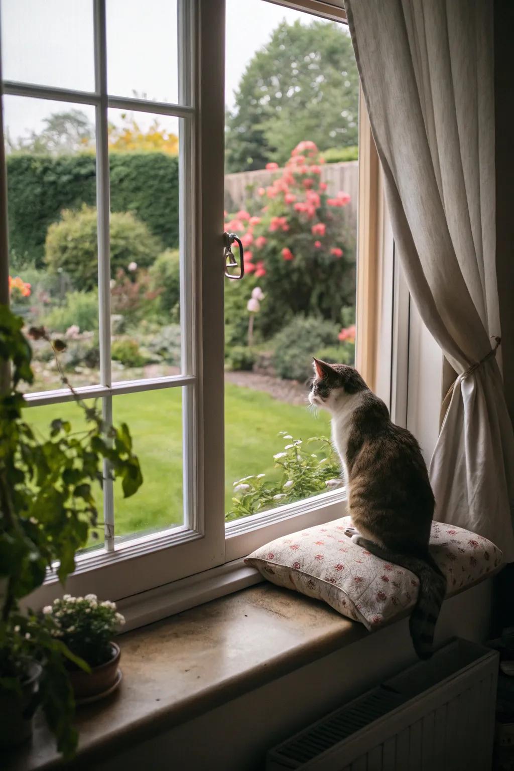 A window perch gives cats a great spot to observe the environment.