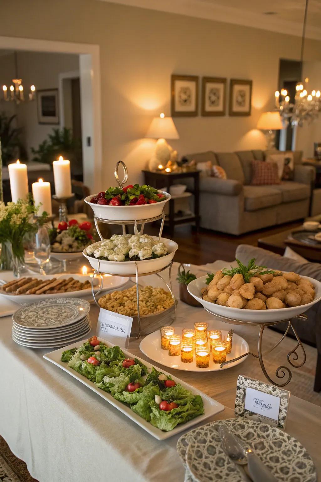 Labels bring organization coupled with sophistication for the catering setup.
