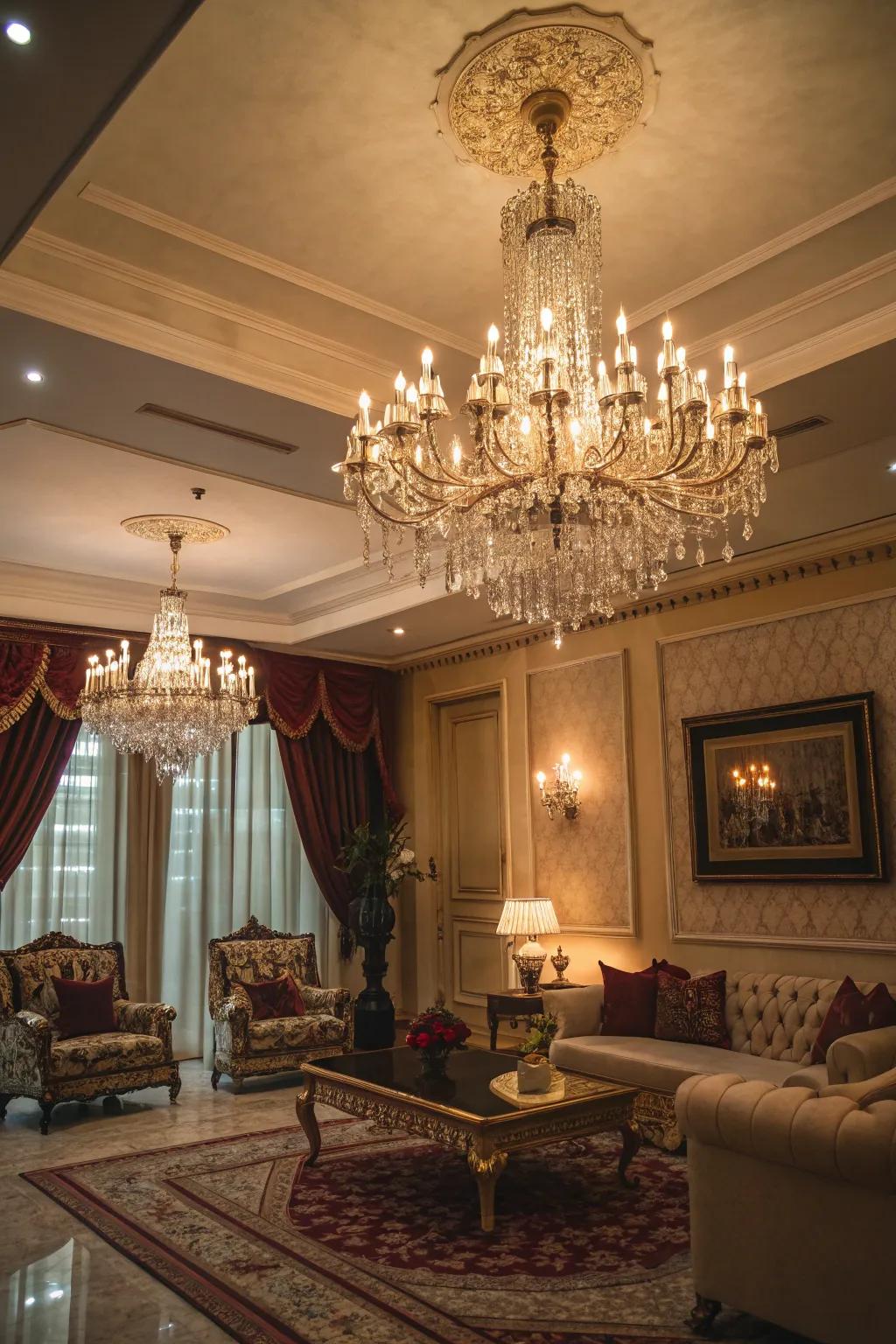 Let a glamorous chandelier command attention as the jewel of your ceiling.