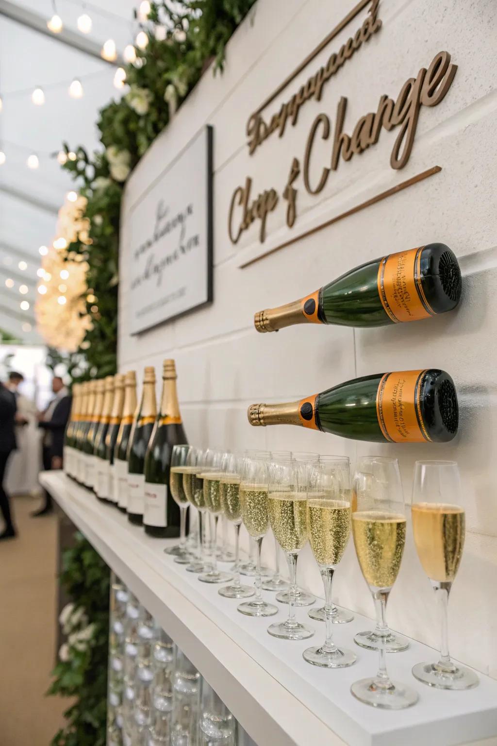 Individualized signage adds a unique touch to this sparkling beverage display.