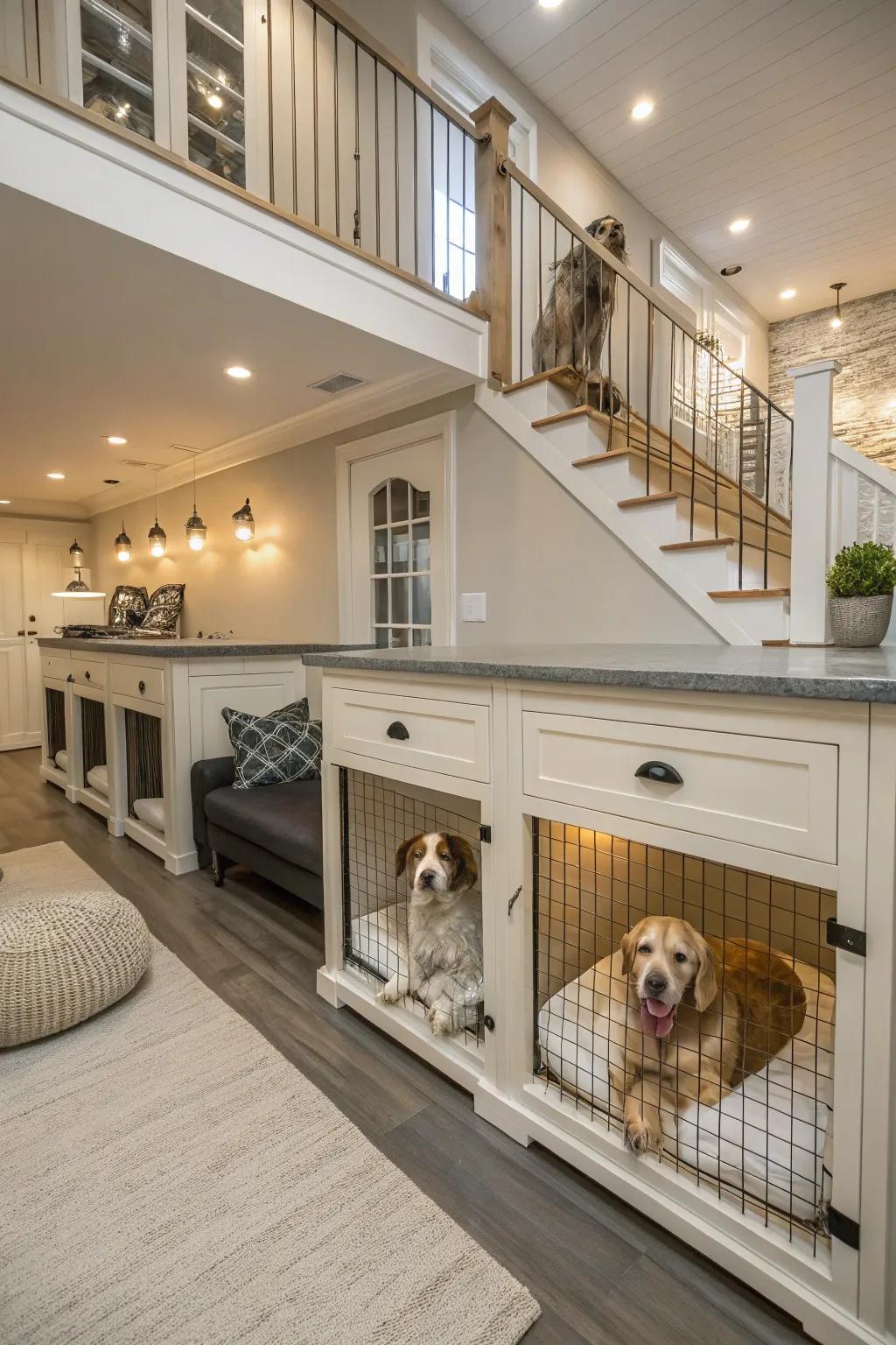 A kennel designed to house multiple dogs effortlessly.